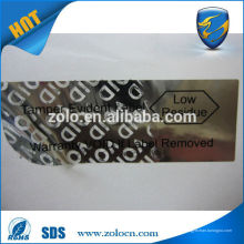 Chinesische Produkte PET Custom Logo Sicherheitstyp Shenzhen ZOLO UV-resistenten wasserdicht Vinyl void Label